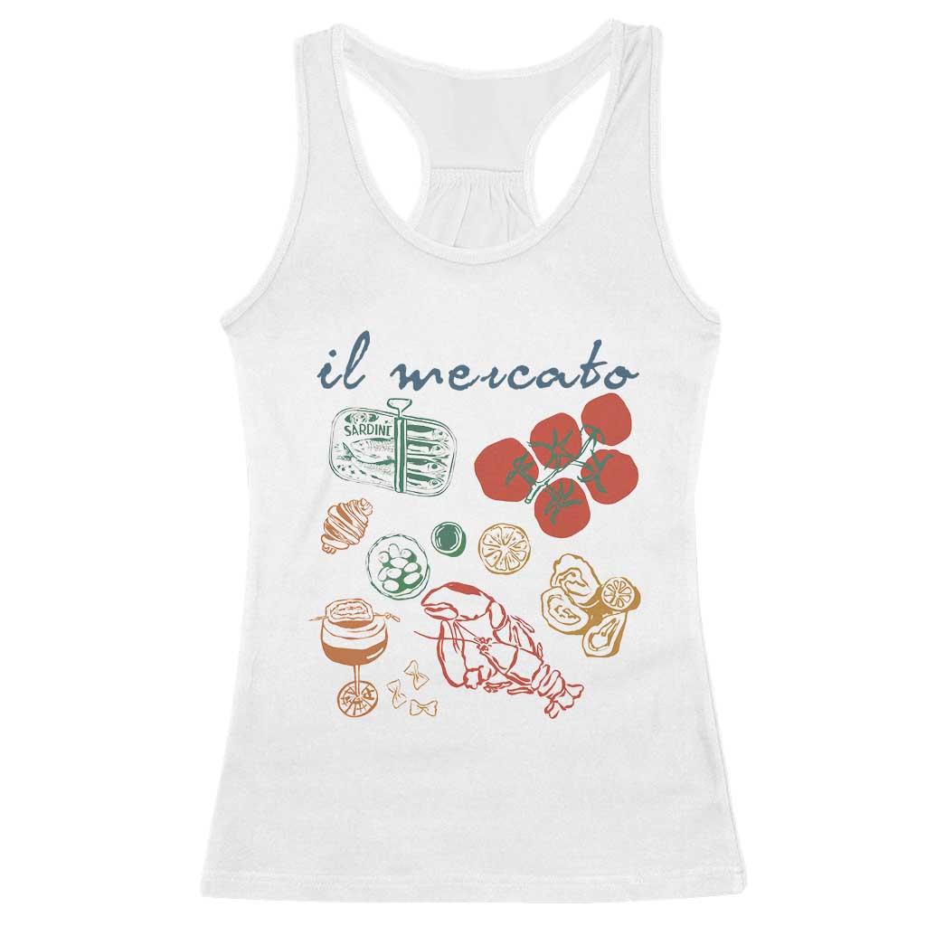 Il Mercato Italian Food Market Aesthetic Racerback Tank Top Summer Amalfi Coast La Dolce Vita TS02 White Print Your Wear