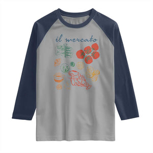 Il Mercato Italian Food Market Aesthetic Raglan Shirt Summer Amalfi Coast La Dolce Vita TS02 Sport Gray Navy Print Your Wear