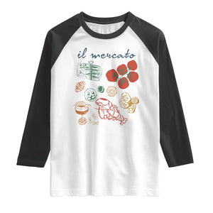 Il Mercato Italian Food Market Aesthetic Raglan Shirt Summer Amalfi Coast La Dolce Vita TS02 White Black Print Your Wear