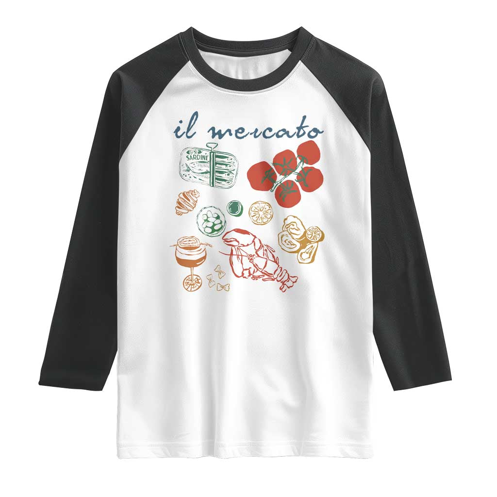 Il Mercato Italian Food Market Aesthetic Raglan Shirt Summer Amalfi Coast La Dolce Vita TS02 White Black Print Your Wear