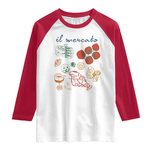 Il Mercato Italian Food Market Aesthetic Raglan Shirt Summer Amalfi Coast La Dolce Vita TS02 White Red Print Your Wear