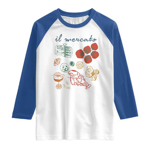 Il Mercato Italian Food Market Aesthetic Raglan Shirt Summer Amalfi Coast La Dolce Vita TS02 White Royal Print Your Wear