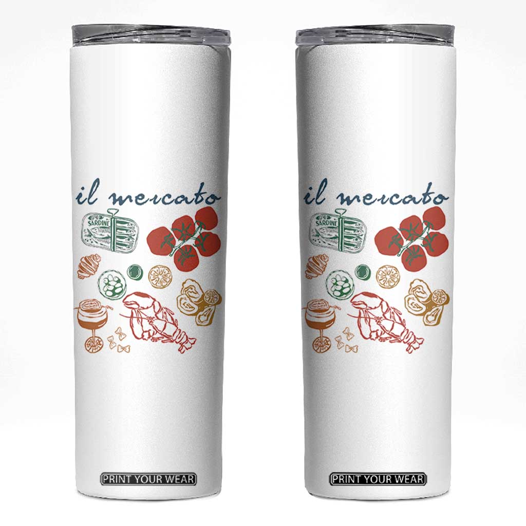 Il Mercato Italian Food Market Aesthetic Skinny Tumbler Summer Amalfi Coast La Dolce Vita TS02 White Print Your Wear