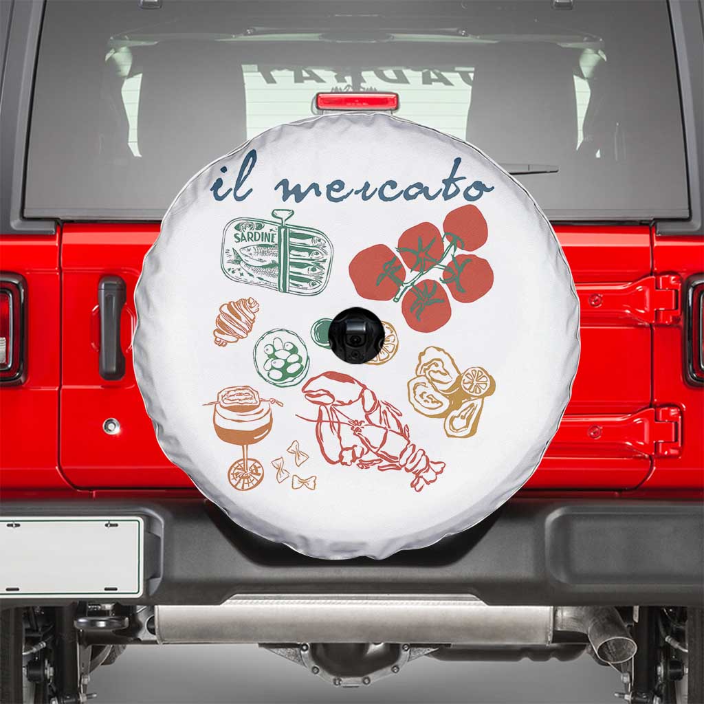 Il Mercato Italian Food Market Aesthetic Spare Tire Cover Summer Amalfi Coast La Dolce Vita TS02 White Print Your Wear