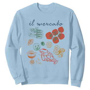 Il Mercato Italian Food Market Aesthetic Sweatshirt Summer Amalfi Coast La Dolce Vita TS02 Light Blue Print Your Wear