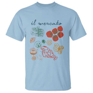 Il Mercato Italian Food Market Aesthetic T Shirt Summer Amalfi Coast La Dolce Vita TS02 Light Blue Print Your Wear