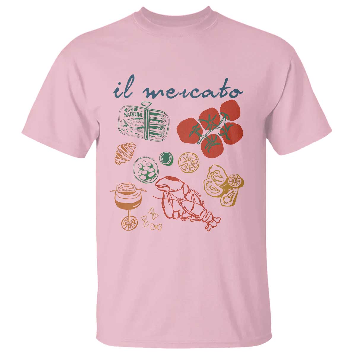 Il Mercato Italian Food Market Aesthetic T Shirt Summer Amalfi Coast La Dolce Vita TS02 Light Pink Print Your Wear