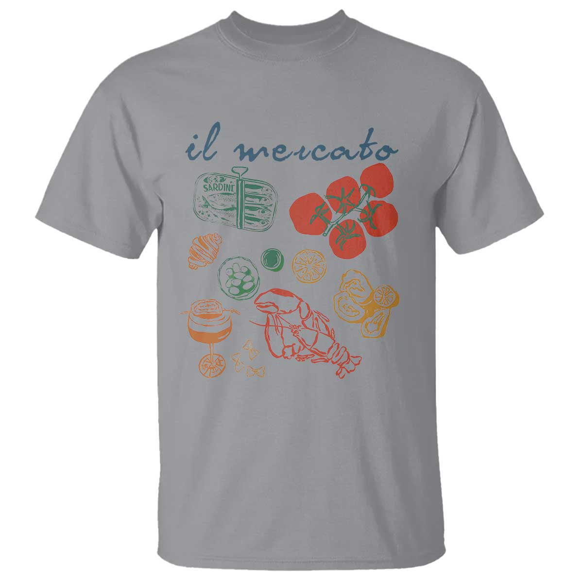 Il Mercato Italian Food Market Aesthetic T Shirt Summer Amalfi Coast La Dolce Vita TS02 Sport Gray Print Your Wear