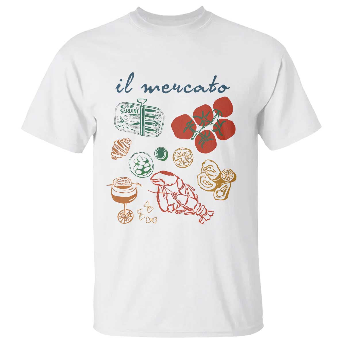 Il Mercato Italian Food Market Aesthetic T Shirt Summer Amalfi Coast La Dolce Vita TS02 White Print Your Wear