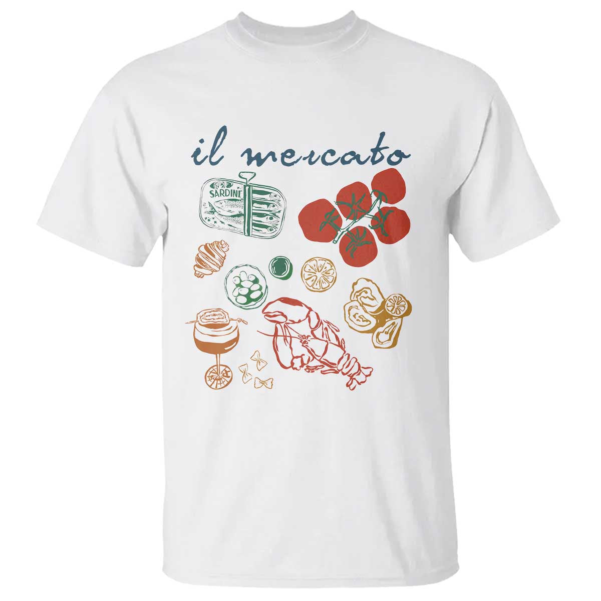 Il Mercato Italian Food Market Aesthetic T Shirt Summer Amalfi Coast La Dolce Vita TS02 White Print Your Wear