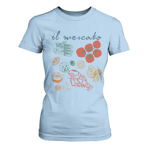 Il Mercato Italian Food Market Aesthetic T Shirt For Women Summer Amalfi Coast La Dolce Vita TS02 Light Blue Print Your Wear
