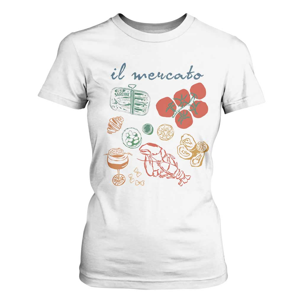 Il Mercato Italian Food Market Aesthetic T Shirt For Women Summer Amalfi Coast La Dolce Vita TS02 White Print Your Wear