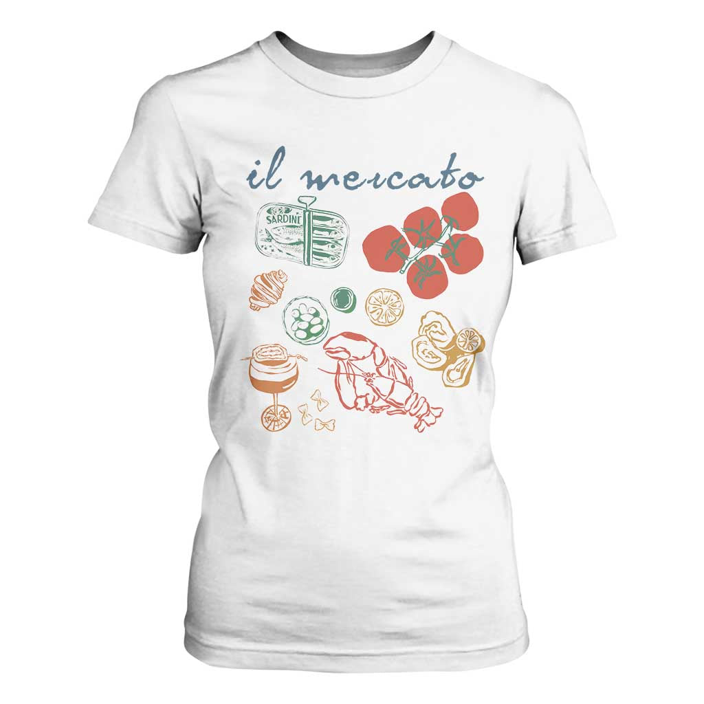 Il Mercato Italian Food Market Aesthetic T Shirt For Women Summer Amalfi Coast La Dolce Vita TS02 White Print Your Wear