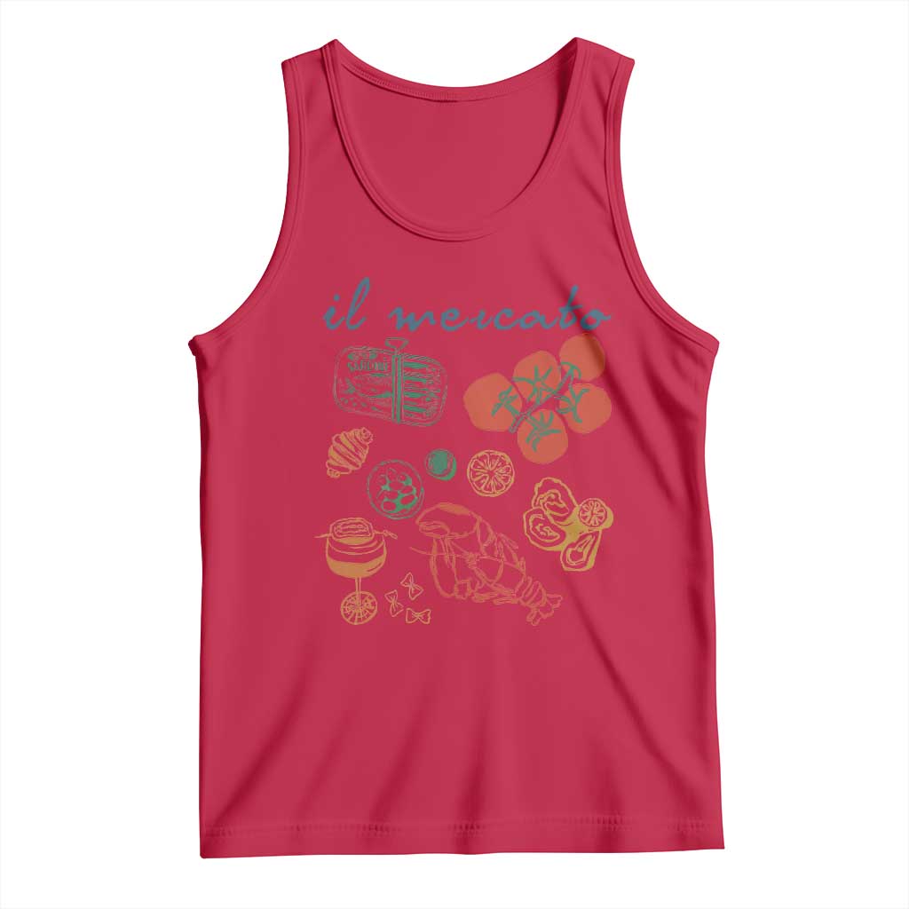 Il Mercato Italian Food Market Aesthetic Tank Top Summer Amalfi Coast La Dolce Vita TS02 Red Print Your Wear