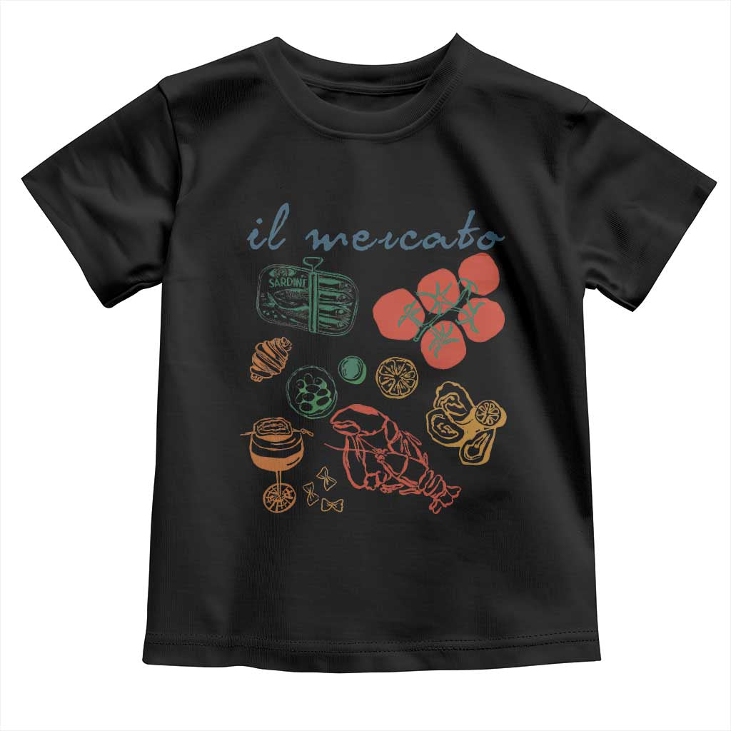 Il Mercato Italian Food Market Aesthetic Toddler T Shirt Summer Amalfi Coast La Dolce Vita TS02 Black Print Your Wear