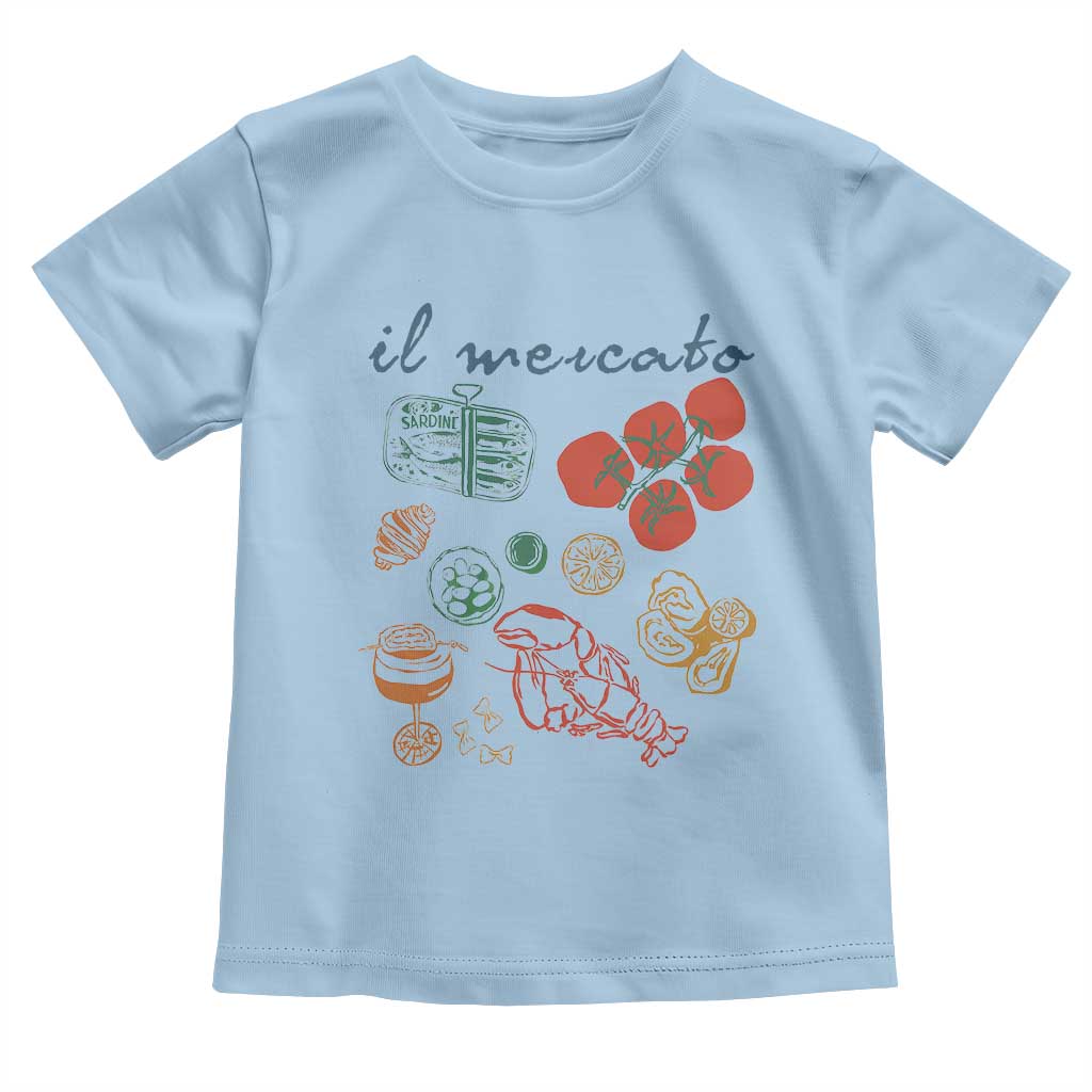 Il Mercato Italian Food Market Aesthetic Toddler T Shirt Summer Amalfi Coast La Dolce Vita TS02 Light Blue Print Your Wear