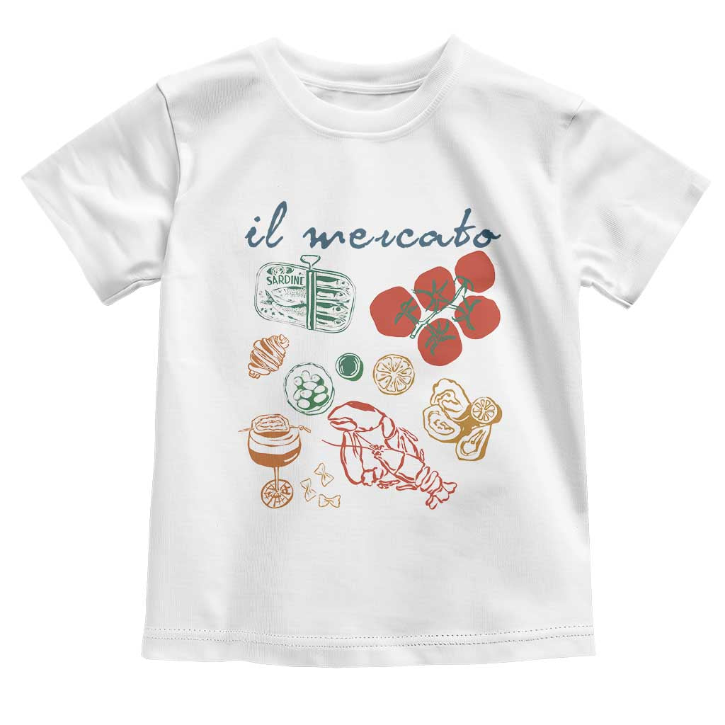 Il Mercato Italian Food Market Aesthetic Toddler T Shirt Summer Amalfi Coast La Dolce Vita TS02 White Print Your Wear