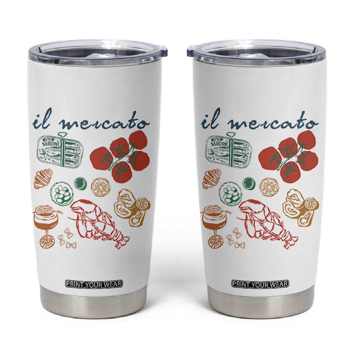 Il Mercato Italian Food Market Aesthetic Tumbler Cup Summer Amalfi Coast La Dolce Vita TS02 White Print Your Wear