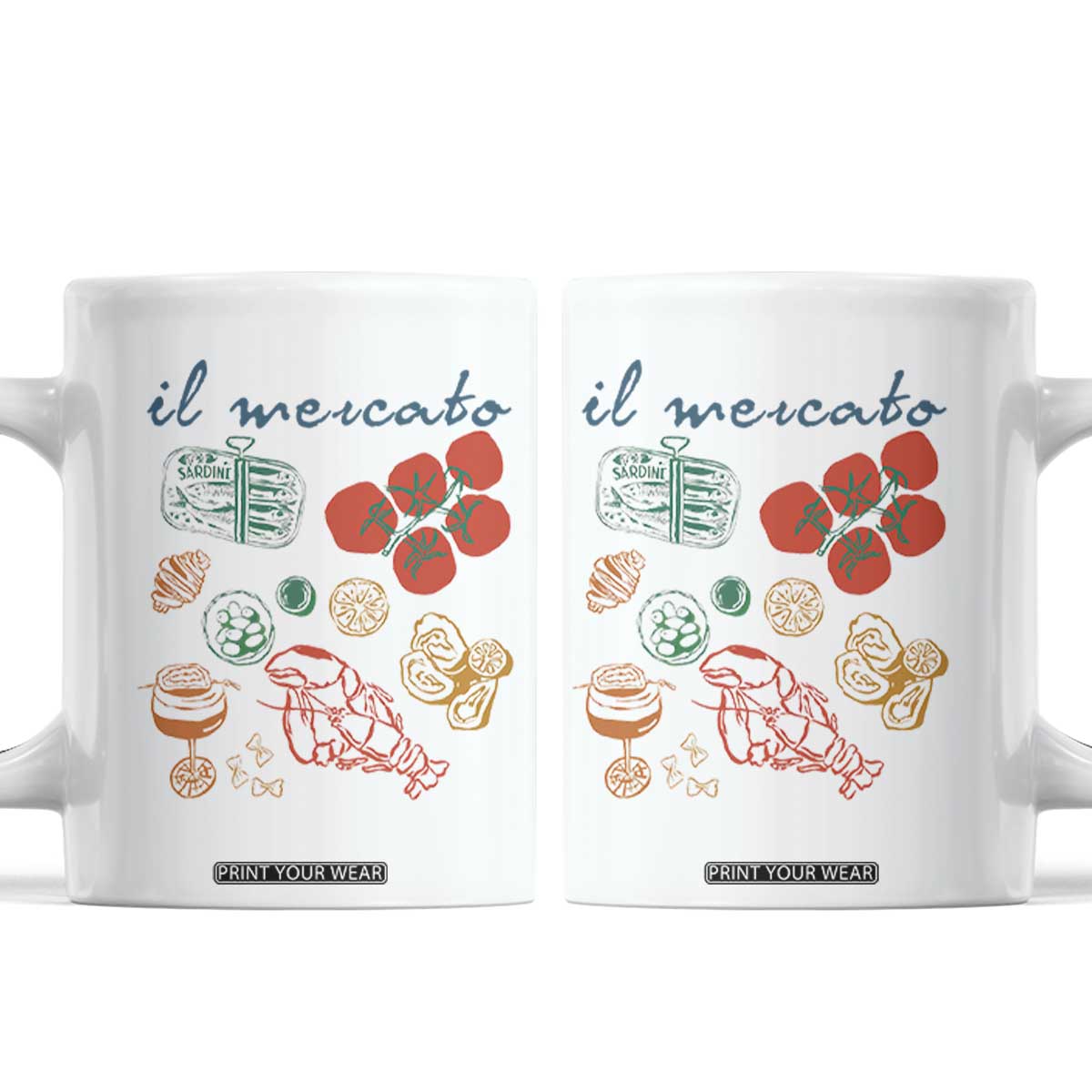 Il Mercato Italian Food Market Aesthetic Coffee Mug Summer Amalfi Coast La Dolce Vita TS02 White Print Your Wear