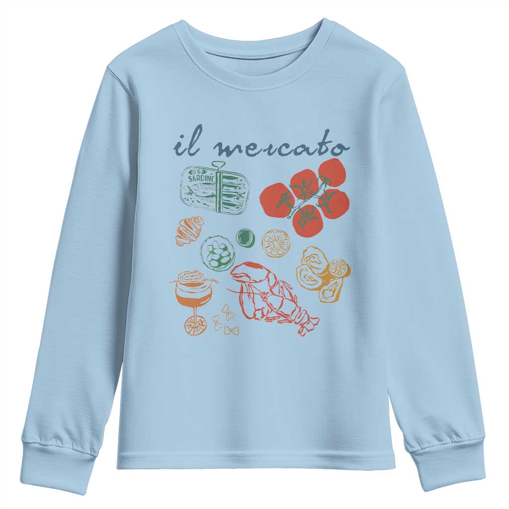 Il Mercato Italian Food Market Aesthetic Youth Sweatshirt Summer Amalfi Coast La Dolce Vita TS02 Light Blue Print Your Wear