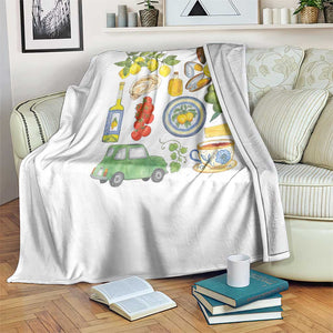 Italian Summer Scrapbook Throw Blanket Limoncello Seafood Coastal Italy La Dolce Vita TS02 Print Your Wear