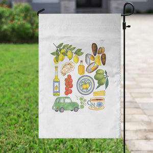 Italian Summer Scrapbook Garden Flag Limoncello Seafood Coastal Italy La Dolce Vita TS02 Print Your Wear
