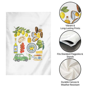 Italian Summer Scrapbook Garden Flag Limoncello Seafood Coastal Italy La Dolce Vita TS02 Print Your Wear