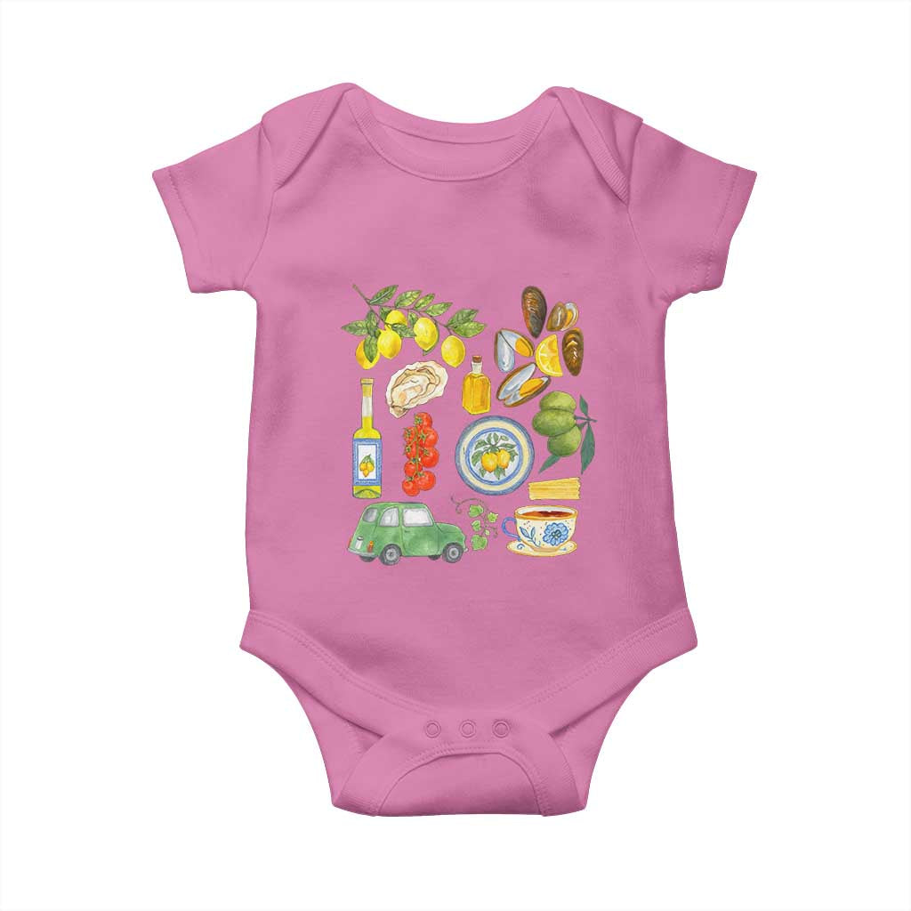 Italian Summer Scrapbook Baby Onesie Limoncello Seafood Coastal Italy La Dolce Vita TS02 Azalea Print Your Wear