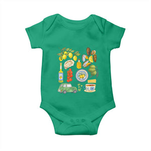 Italian Summer Scrapbook Baby Onesie Limoncello Seafood Coastal Italy La Dolce Vita TS02 Irish Green Print Your Wear