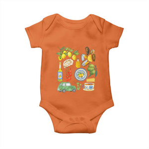 Italian Summer Scrapbook Baby Onesie Limoncello Seafood Coastal Italy La Dolce Vita TS02 Orange Print Your Wear
