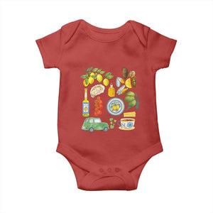 Italian Summer Scrapbook Baby Onesie Limoncello Seafood Coastal Italy La Dolce Vita TS02 Red Print Your Wear