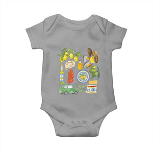 Italian Summer Scrapbook Baby Onesie Limoncello Seafood Coastal Italy La Dolce Vita TS02 Sport Gray Print Your Wear