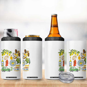 Italian Summer Scrapbook 4 in 1 Can Cooler Tumbler Limoncello Seafood Coastal Italy La Dolce Vita TS02 Print Your Wear