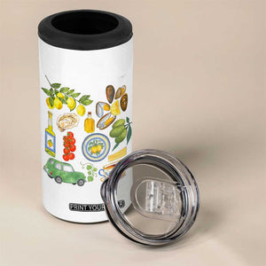 Italian Summer Scrapbook 4 in 1 Can Cooler Tumbler Limoncello Seafood Coastal Italy La Dolce Vita TS02 Print Your Wear