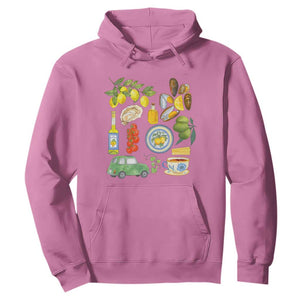 Italian Summer Scrapbook Hoodie Limoncello Seafood Coastal Italy La Dolce Vita TS02 Azalea Print Your Wear