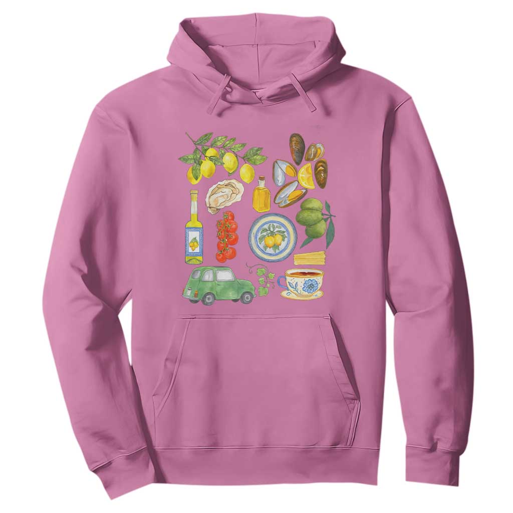 Italian Summer Scrapbook Hoodie Limoncello Seafood Coastal Italy La Dolce Vita TS02 Azalea Print Your Wear