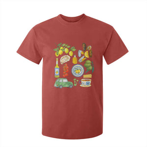 Italian Summer Scrapbook T Shirt For Kid Limoncello Seafood Coastal Italy La Dolce Vita TS02 Red Print Your Wear