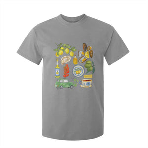 Italian Summer Scrapbook T Shirt For Kid Limoncello Seafood Coastal Italy La Dolce Vita TS02 Sport Gray Print Your Wear