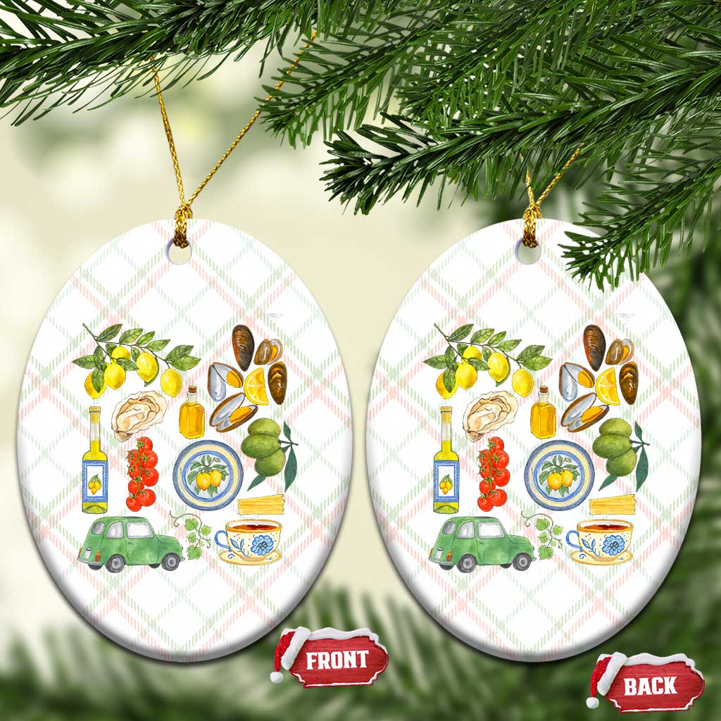 Italian Summer Scrapbook Ceramic Ornament Limoncello Seafood Coastal Italy La Dolce Vita TS02 Print Your Wear