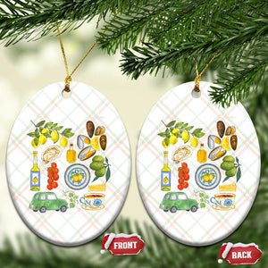 Italian Summer Scrapbook Ceramic Ornament Limoncello Seafood Coastal Italy La Dolce Vita TS02 Print Your Wear