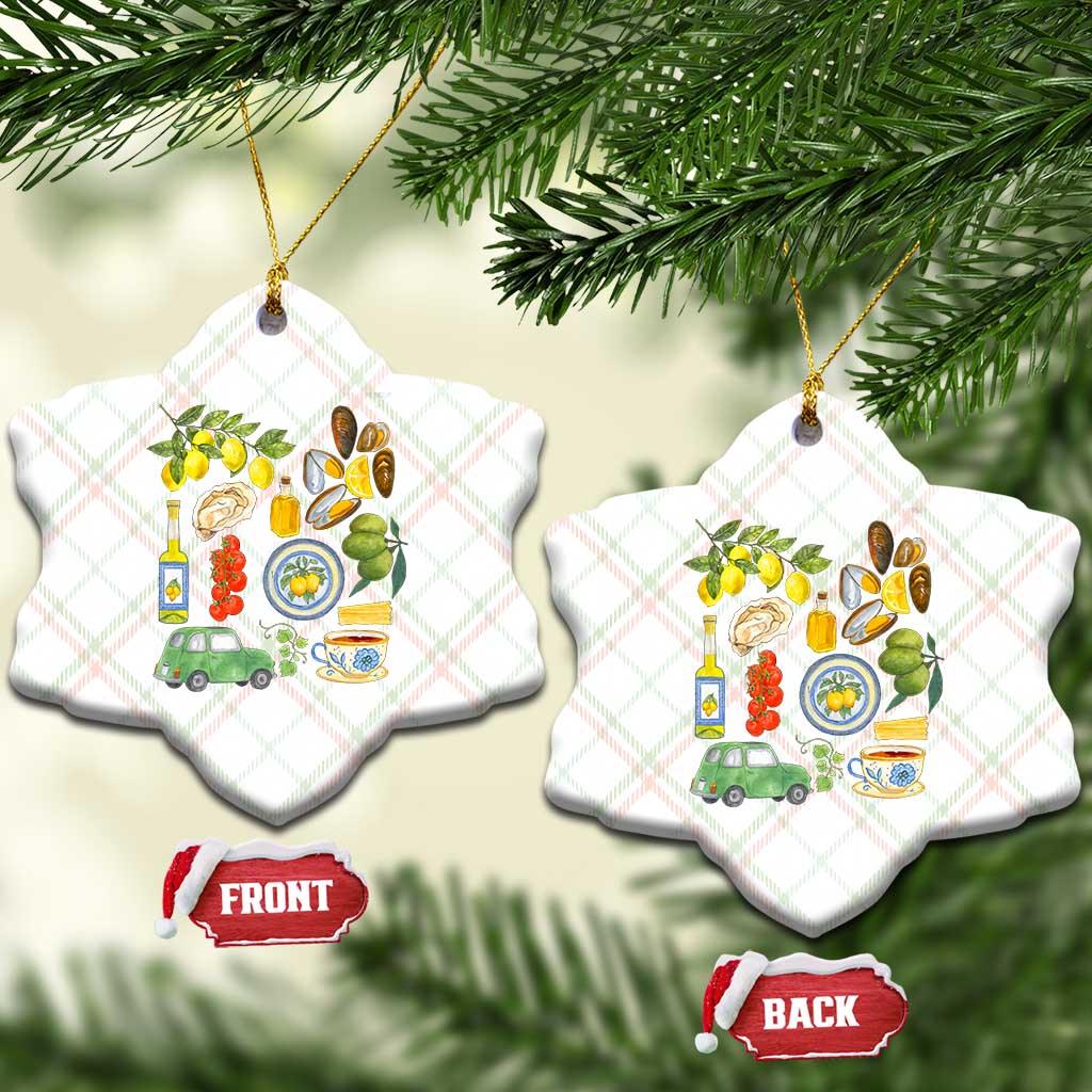 Italian Summer Scrapbook Ceramic Ornament Limoncello Seafood Coastal Italy La Dolce Vita TS02 Print Your Wear