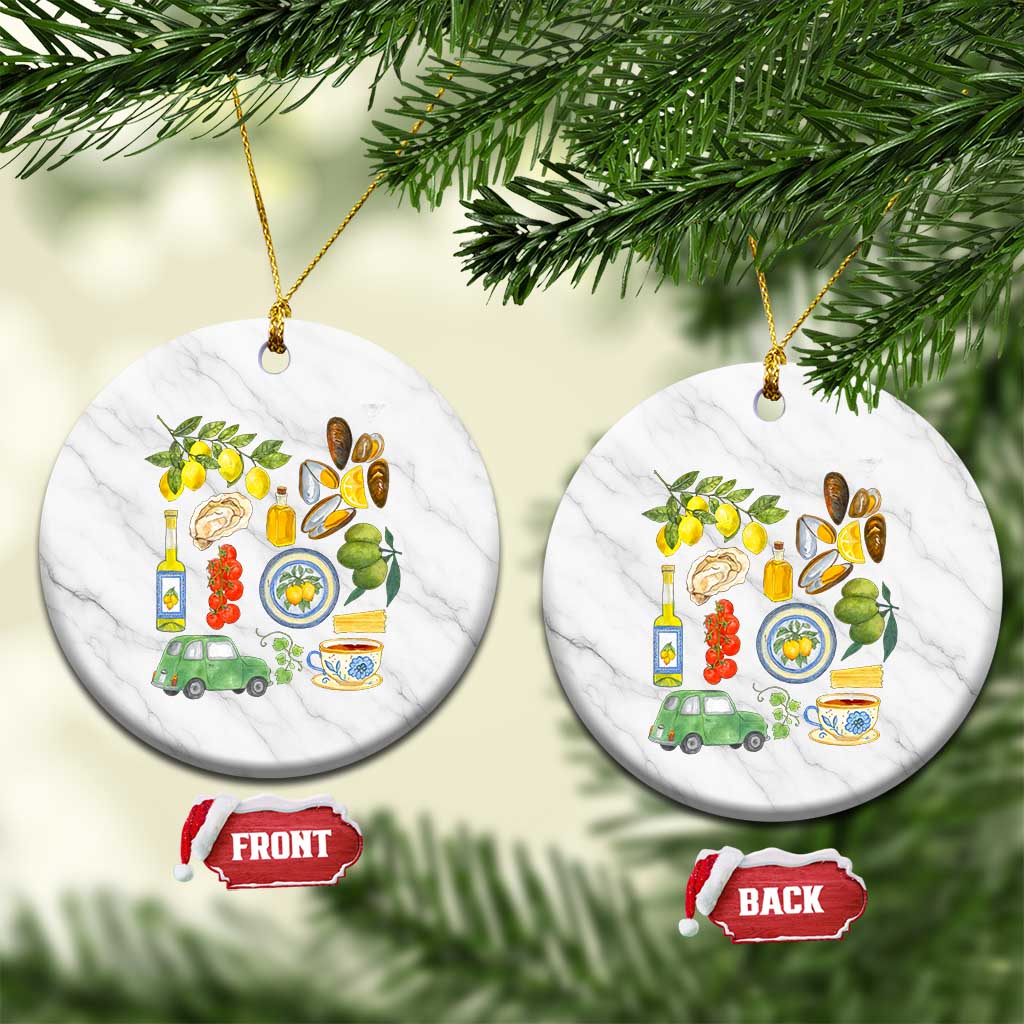 Italian Summer Scrapbook Ceramic Ornament Limoncello Seafood Coastal Italy La Dolce Vita TS02 1pc White Marble Print Your Wear