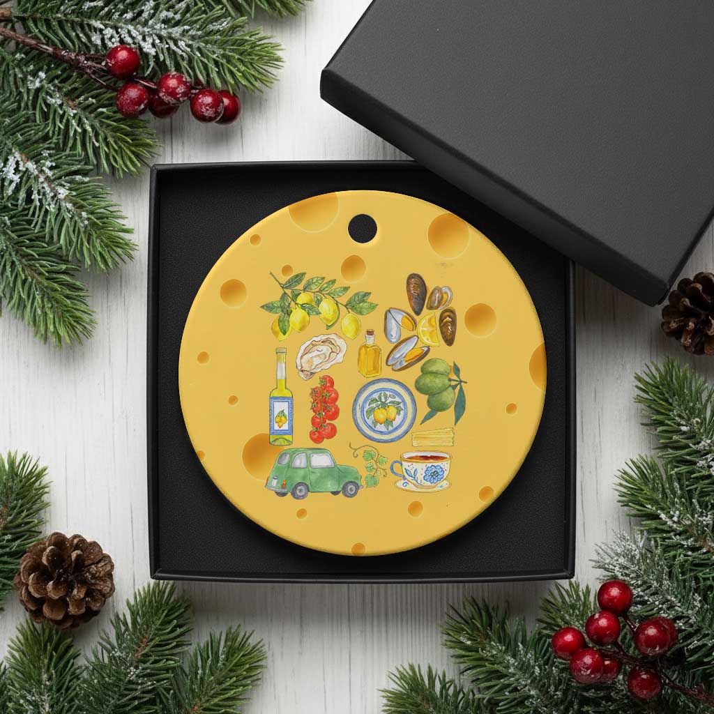 Italian Summer Scrapbook Ceramic Ornament Limoncello Seafood Coastal Italy La Dolce Vita TS02 1pc Yellow Cheese Print Your Wear