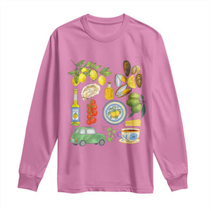 Italian Summer Scrapbook Long Sleeve Shirt Limoncello Seafood Coastal Italy La Dolce Vita TS02 Azalea Print Your Wear