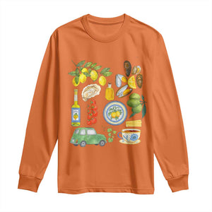Italian Summer Scrapbook Long Sleeve Shirt Limoncello Seafood Coastal Italy La Dolce Vita TS02 Orange Print Your Wear