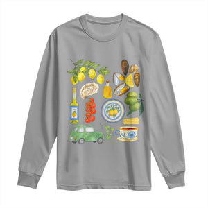Italian Summer Scrapbook Long Sleeve Shirt Limoncello Seafood Coastal Italy La Dolce Vita TS02 Sport Gray Print Your Wear