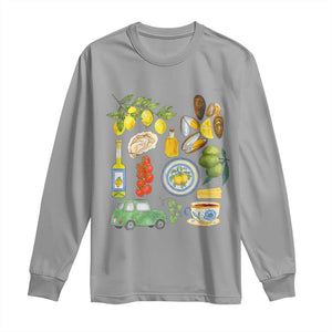 Italian Summer Scrapbook Long Sleeve Shirt Limoncello Seafood Coastal Italy La Dolce Vita TS02 Sport Gray Print Your Wear