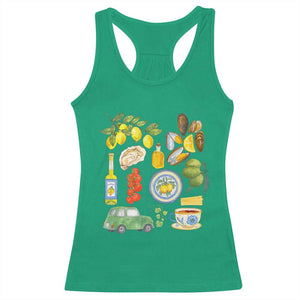 Italian Summer Scrapbook Racerback Tank Top Limoncello Seafood Coastal Italy La Dolce Vita TS02 Irish Green Print Your Wear