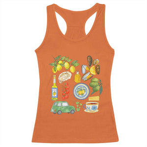 Italian Summer Scrapbook Racerback Tank Top Limoncello Seafood Coastal Italy La Dolce Vita TS02 Orange Print Your Wear