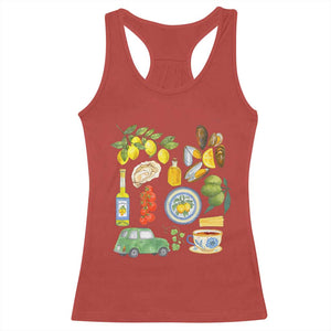 Italian Summer Scrapbook Racerback Tank Top Limoncello Seafood Coastal Italy La Dolce Vita TS02 Red Print Your Wear